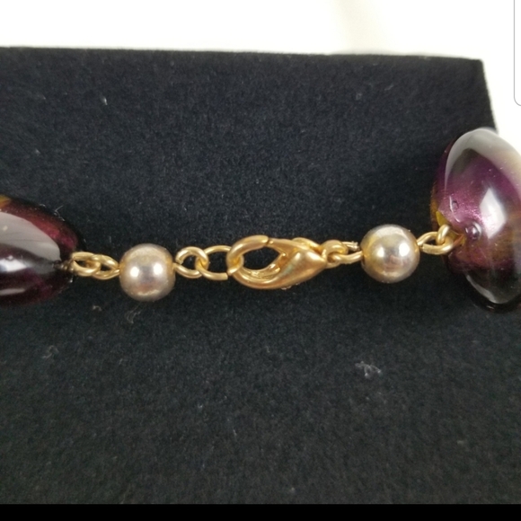 Vintage Glass Foiled Gold-tone Beads Necklace - Picture 4 of 5